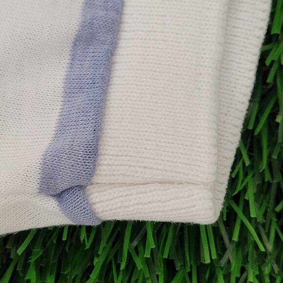 Vintage 80s MOD Stripes Polo Shirt Womens S/M 18x24 Blue White USA - Picture 10 of 13